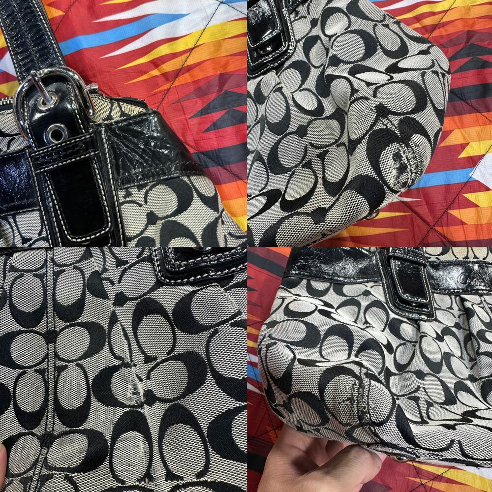 Vintage Coach Soho Pleated Signature Tote Bag Black M… - Gem